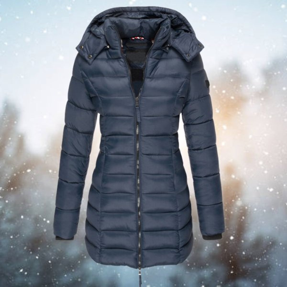 Women's Longline Zip-Up Hooded Padded Coat