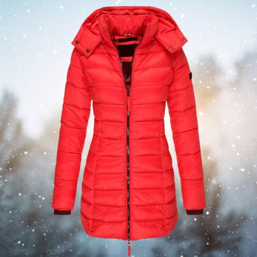 Women's Longline Zip-Up Hooded Padded Coat