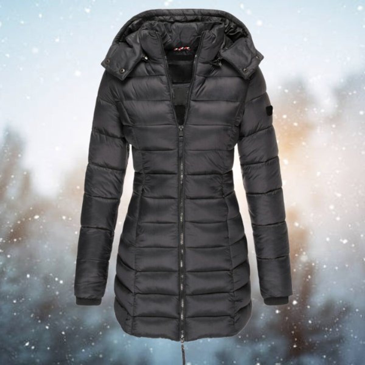 Women's Longline Zip-Up Hooded Padded Coat