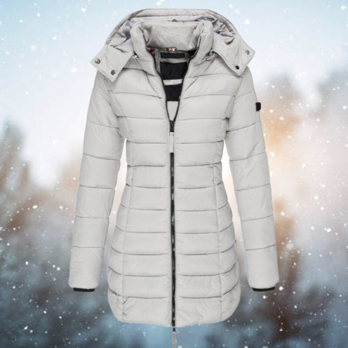 Women's Longline Zip-Up Hooded Padded Coat