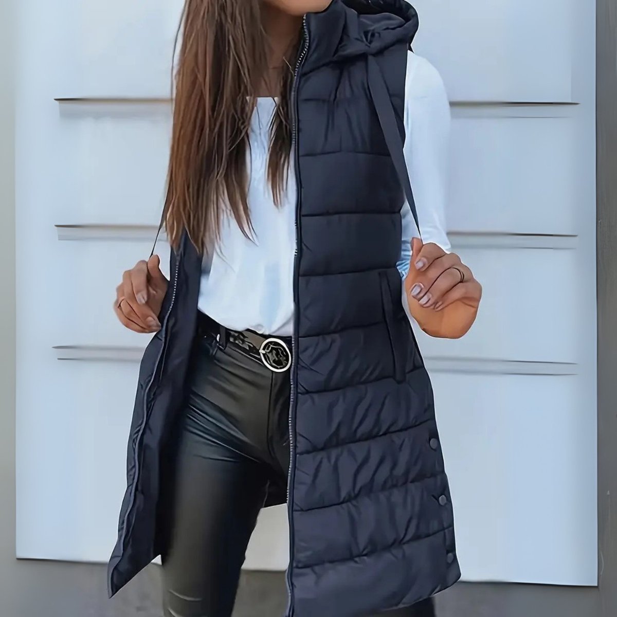 Women's Lightweight Hooded Longline Puffer Gilet