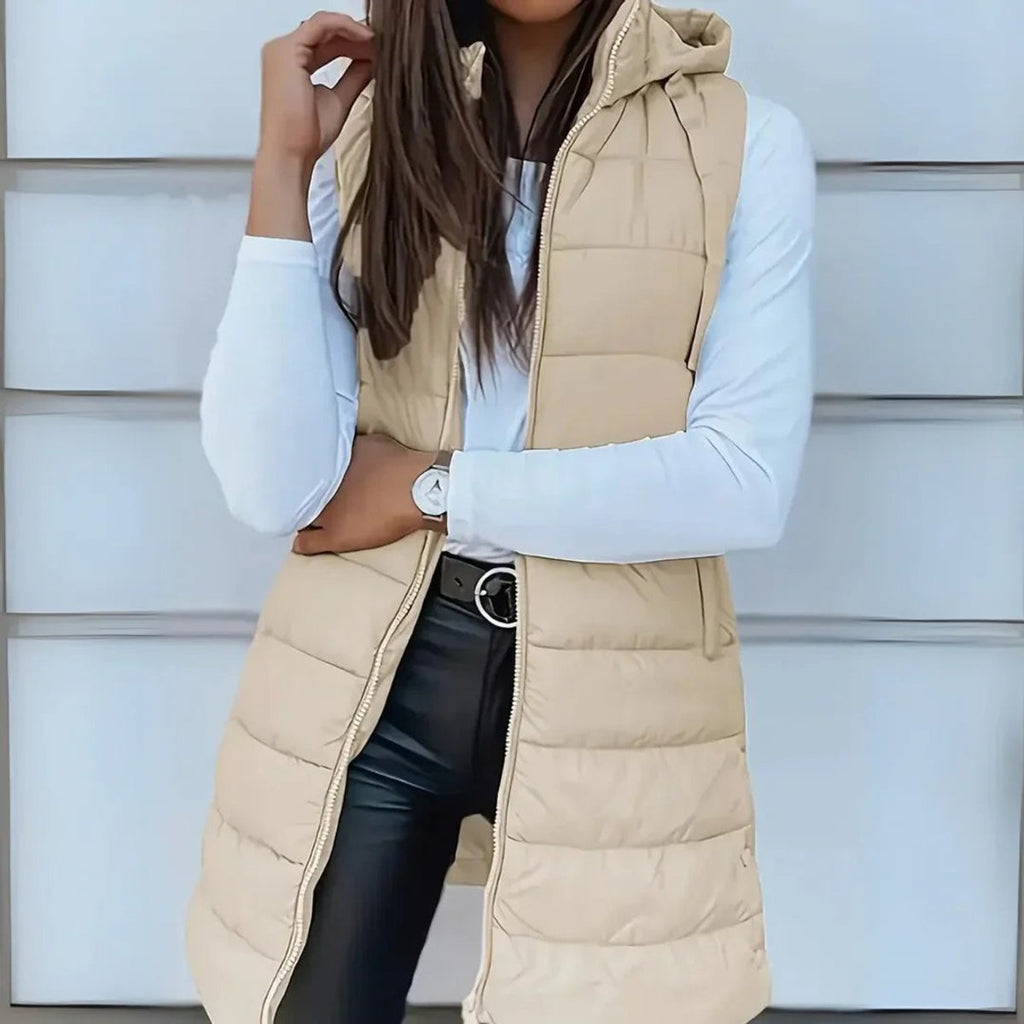 Women's Lightweight Hooded Longline Puffer Gilet