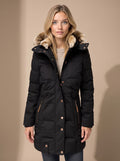 Women's Faux Fur Hood Quilted Longline Puffer Coat