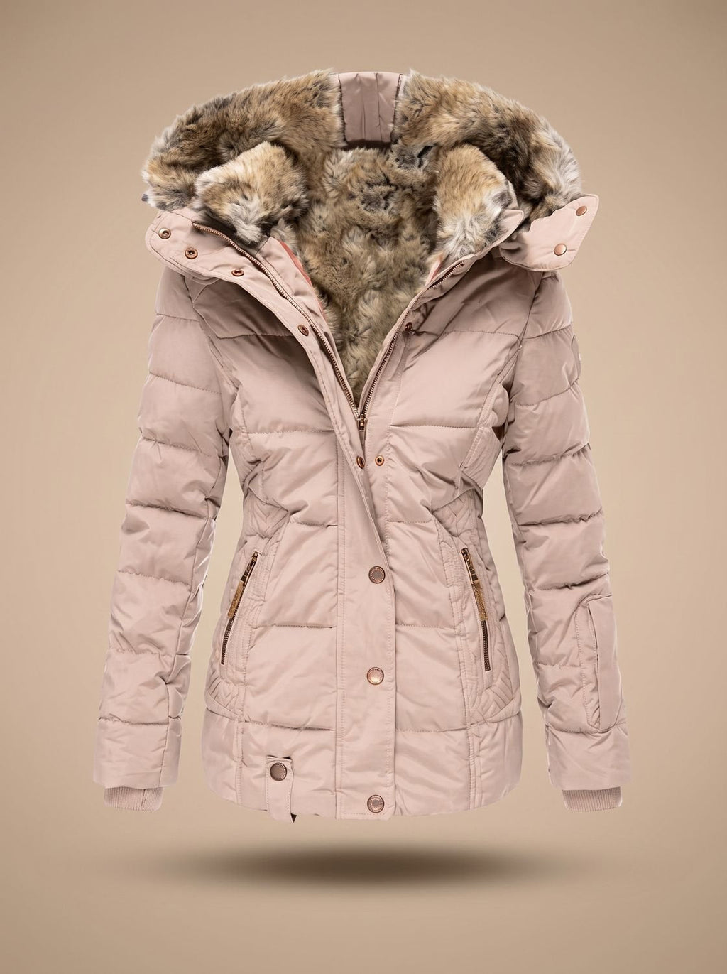 Women's Faux Fur Hood Quilted Longline Puffer Coat