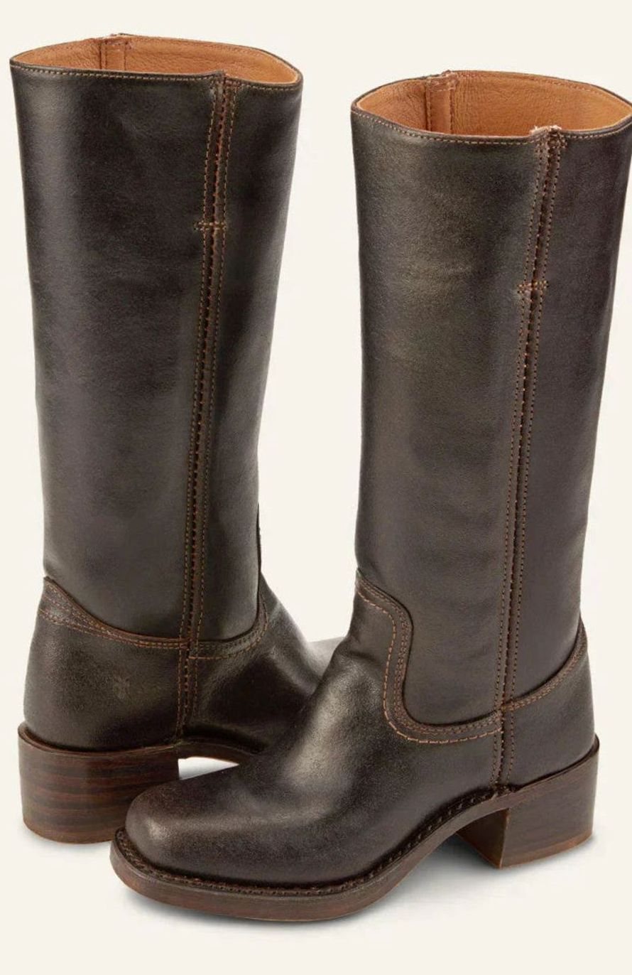 Women's Classic Western Stacked Heel Calf Boots