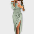 Women's Ruched Long-Sleeve Off-Shoulder Bodycon Dress