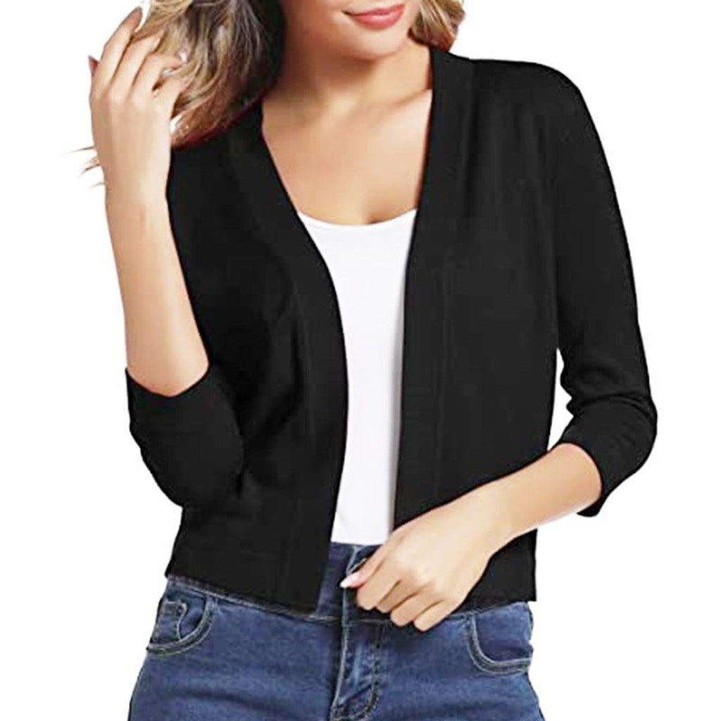 Women's Cropped Open-Front Knit Cardigan