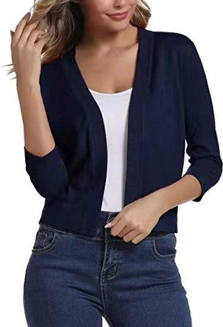 Women's Cropped Open-Front Knit Cardigan