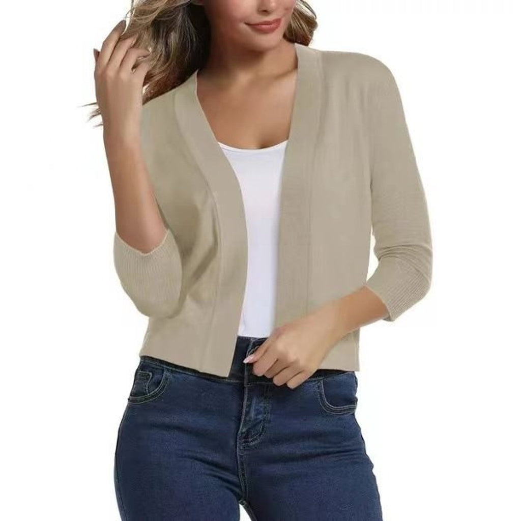 Women's Cropped Open-Front Knit Cardigan