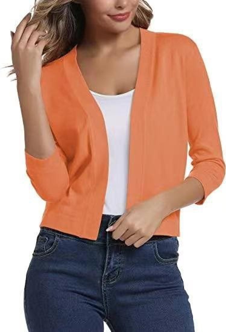 Women's Cropped Open-Front Knit Cardigan