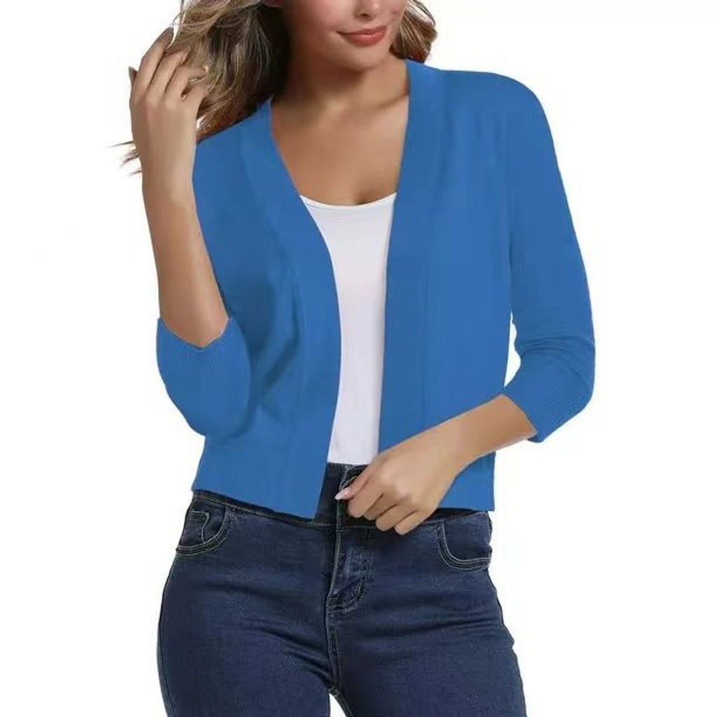 Women's Cropped Open-Front Knit Cardigan