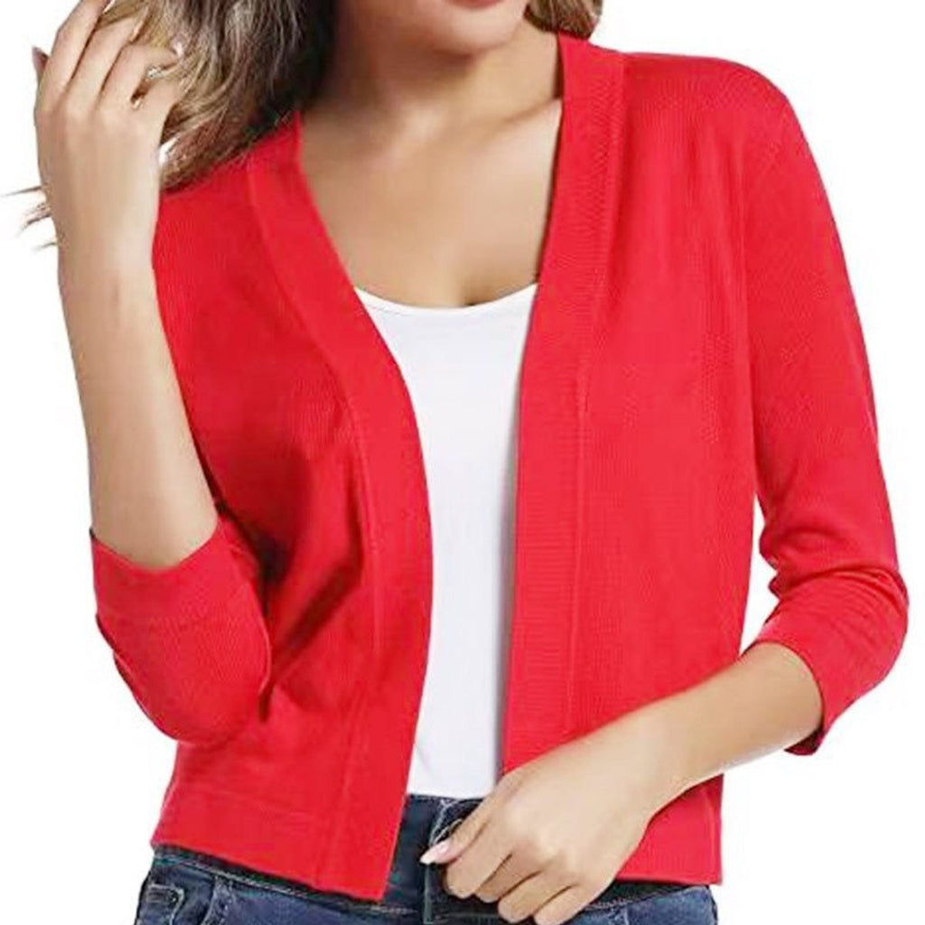 Women's Cropped Open-Front Knit Cardigan