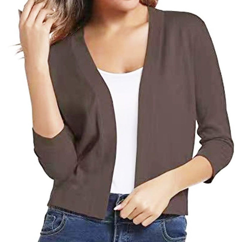 Women's Cropped Open-Front Knit Cardigan