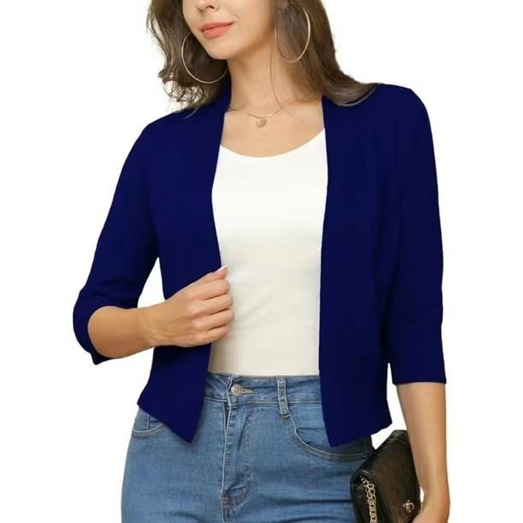 Women's Cropped Open-Front Knit Cardigan