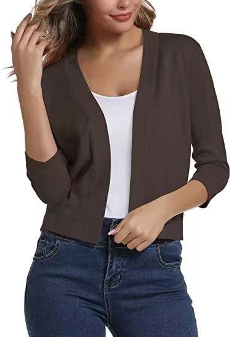 Women's Cropped Open-Front Knit Cardigan