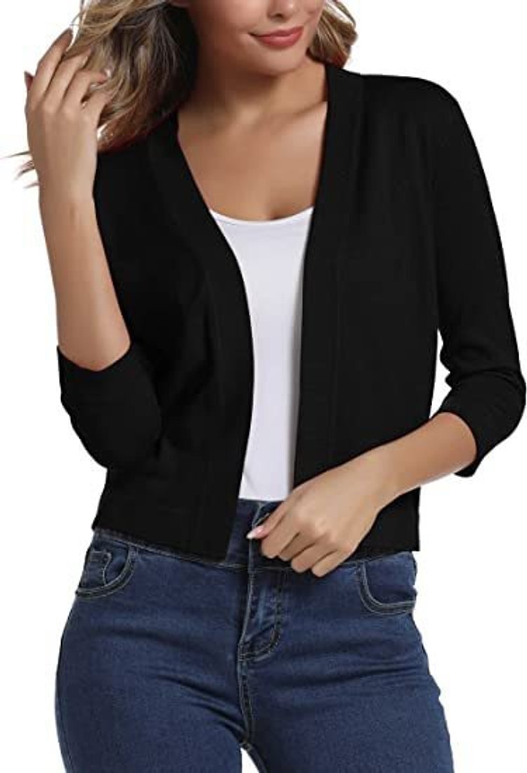 Women's Cropped Open-Front Knit Cardigan