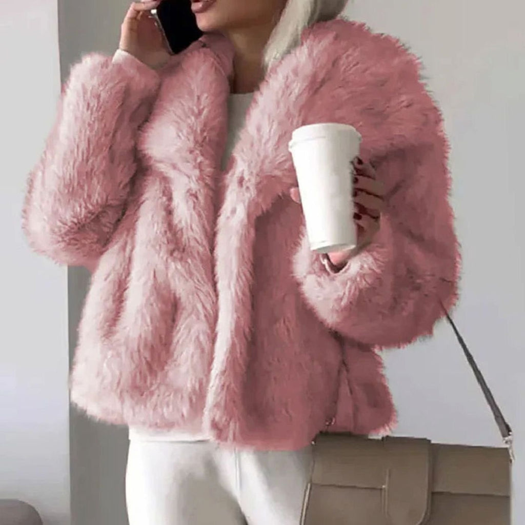 Women's Cropped Open-Front Faux Fur Jacket