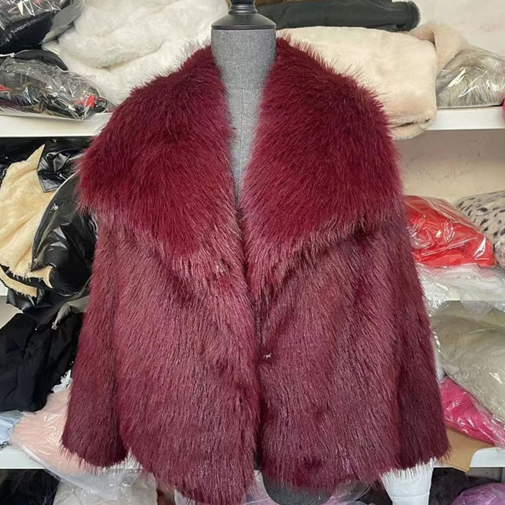 Women's Cropped Open-Front Faux Fur Jacket