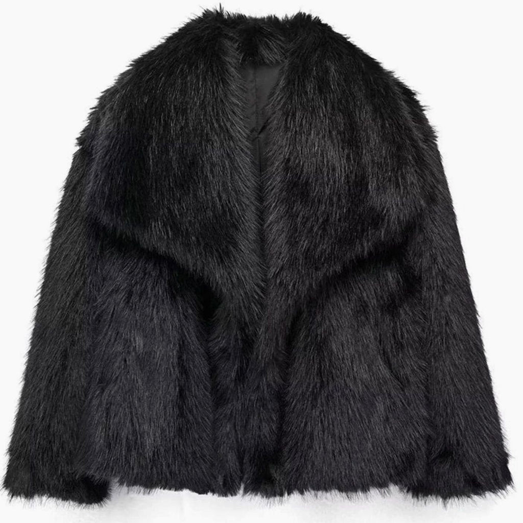 Women's Cropped Open-Front Faux Fur Jacket