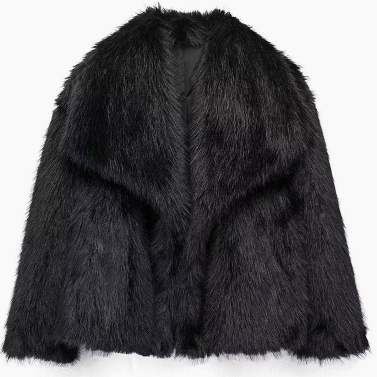 Women's Cropped Open-Front Faux Fur Jacket