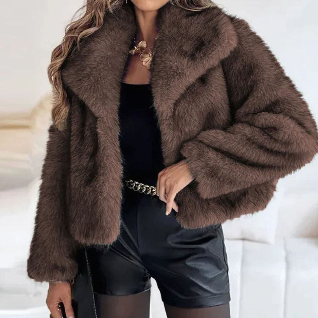 Women's Cropped Open-Front Faux Fur Jacket