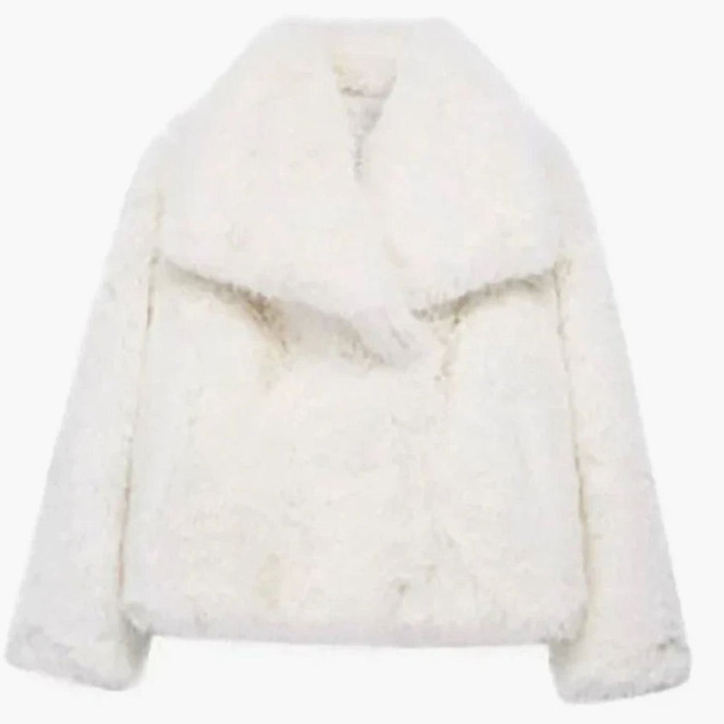 Women's Cropped Open-Front Faux Fur Jacket