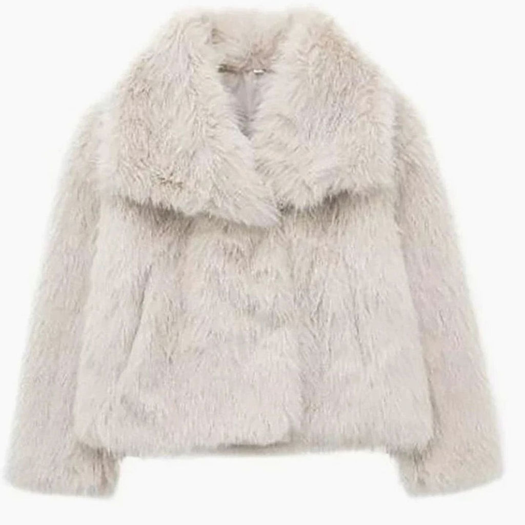 Women's Cropped Open-Front Faux Fur Jacket