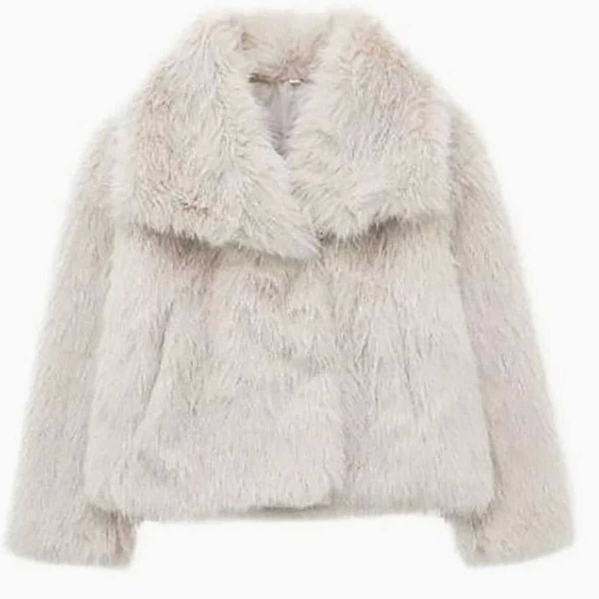 Women's Cropped Open-Front Faux Fur Jacket