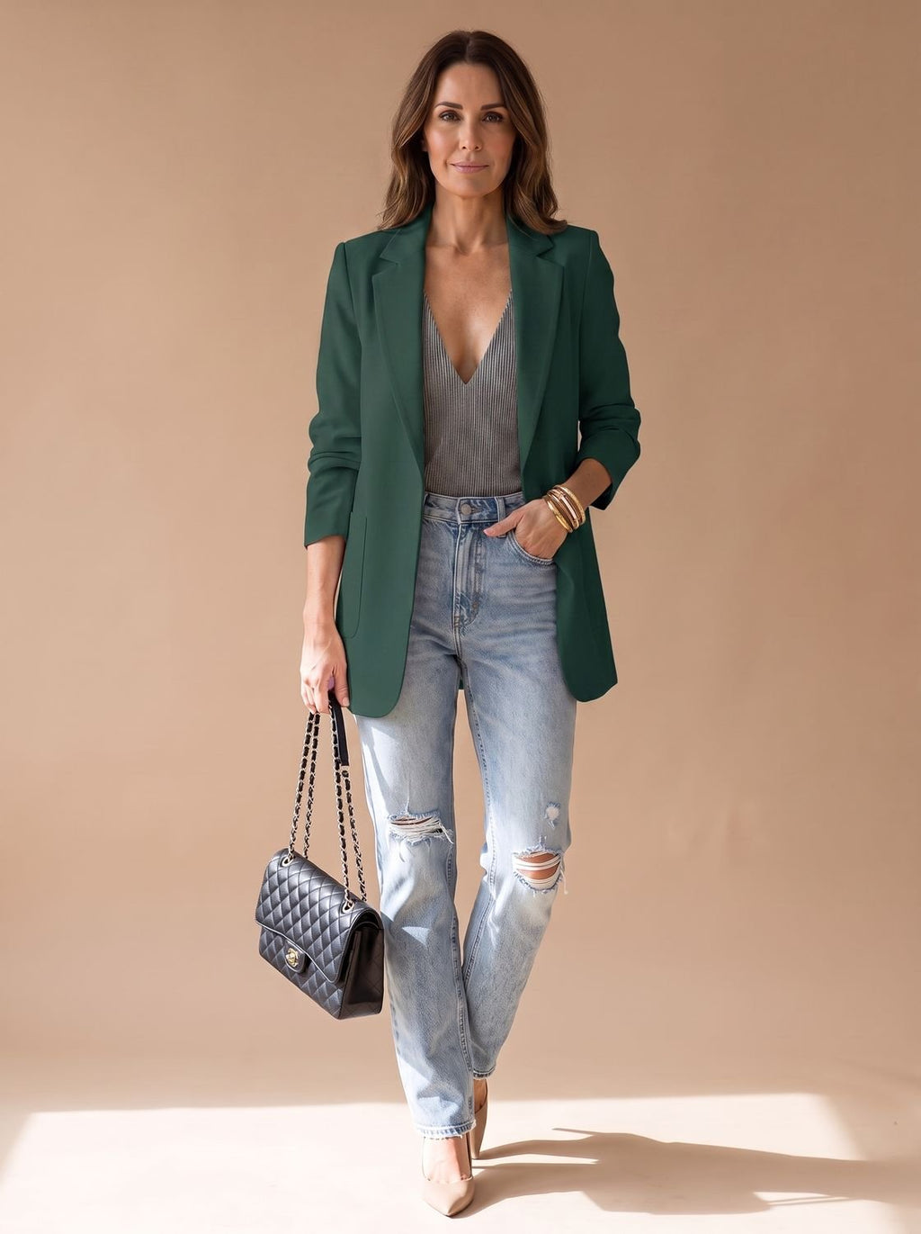 Women's Smart-Casual Longline Edge-to-Edge Blazer