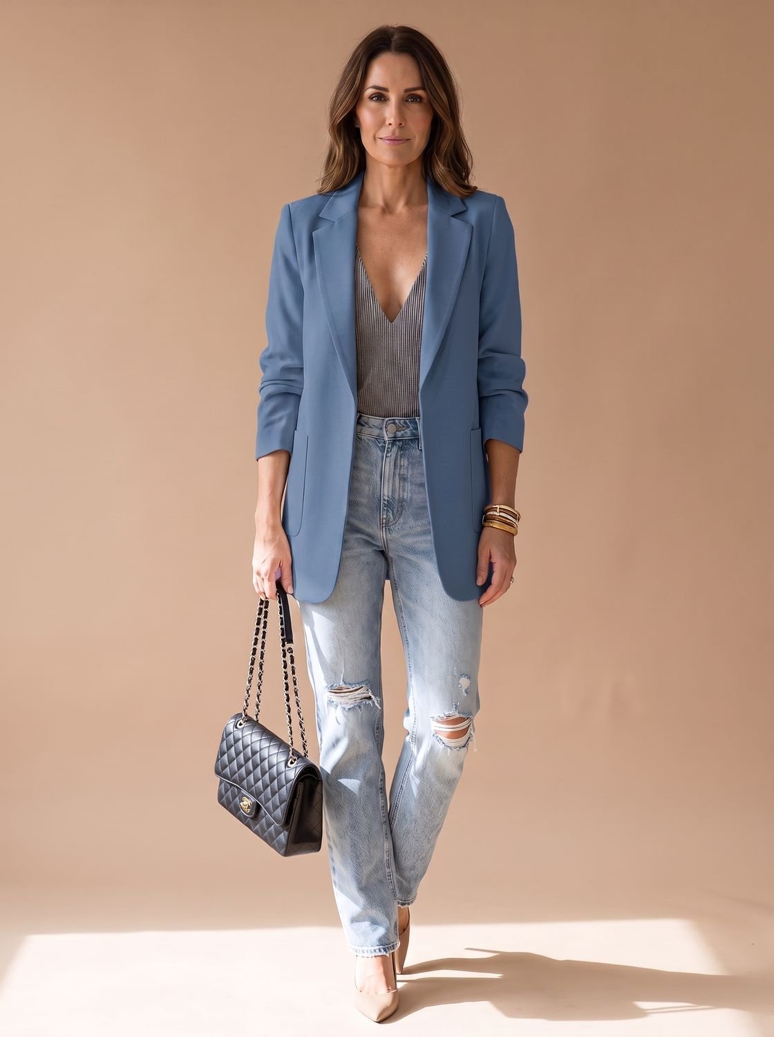 Women's Smart-Casual Longline Edge-to-Edge Blazer