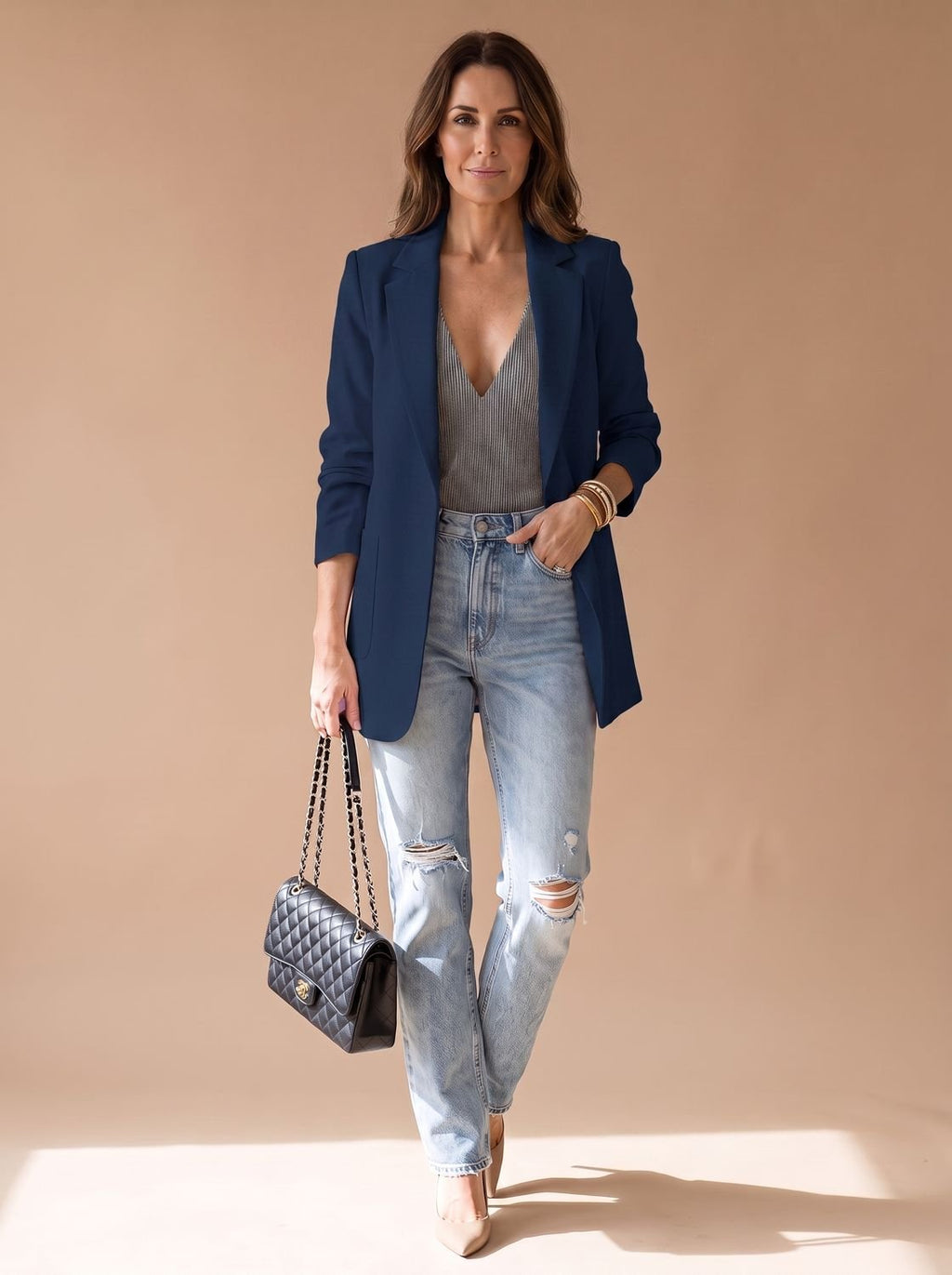Women's Smart-Casual Longline Edge-to-Edge Blazer