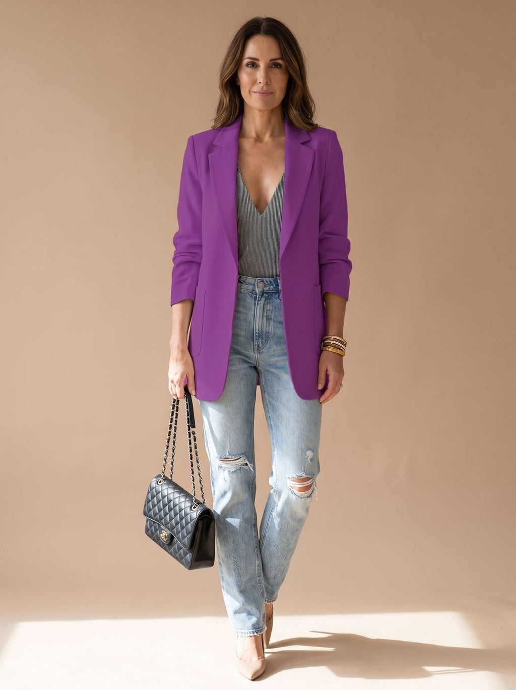 Women's Smart-Casual Longline Edge-to-Edge Blazer