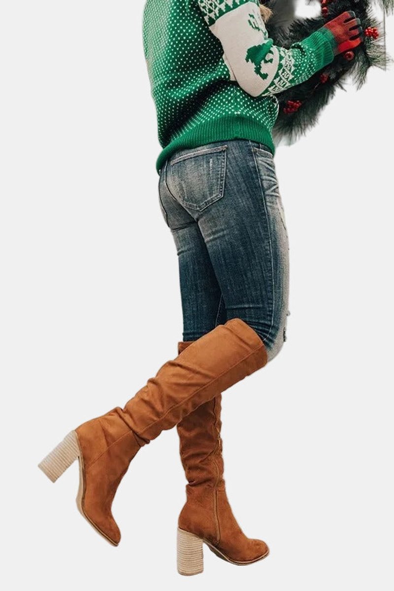 Women's Stretch Over-the-Knee Heeled Boots