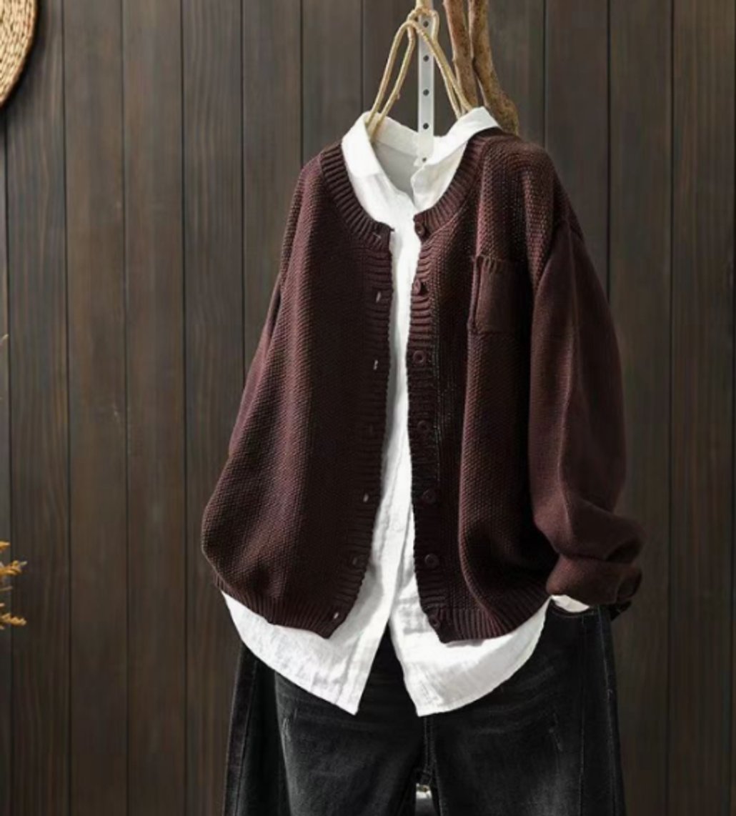 Women's Oversized Knit Button-Through Cardigan