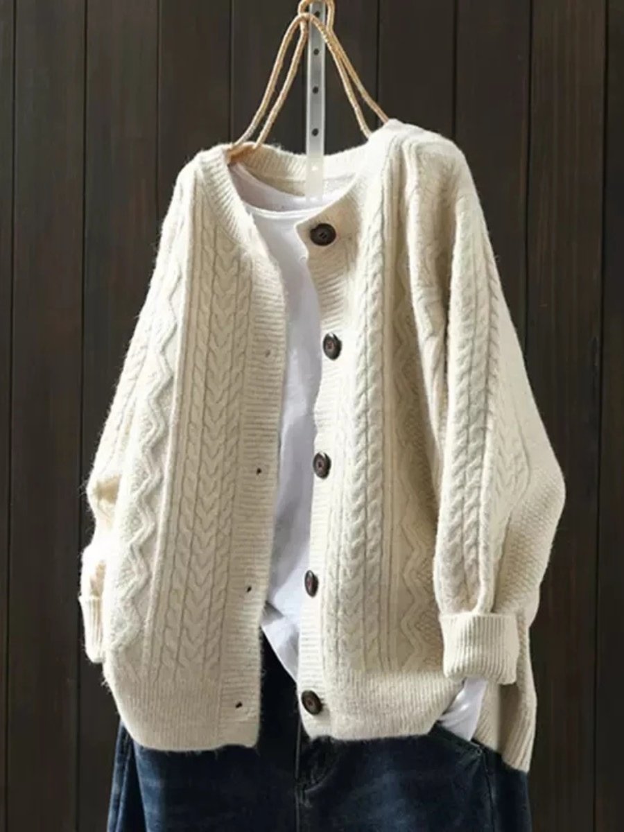Women's Oversized Cable Button-Through Cardigan