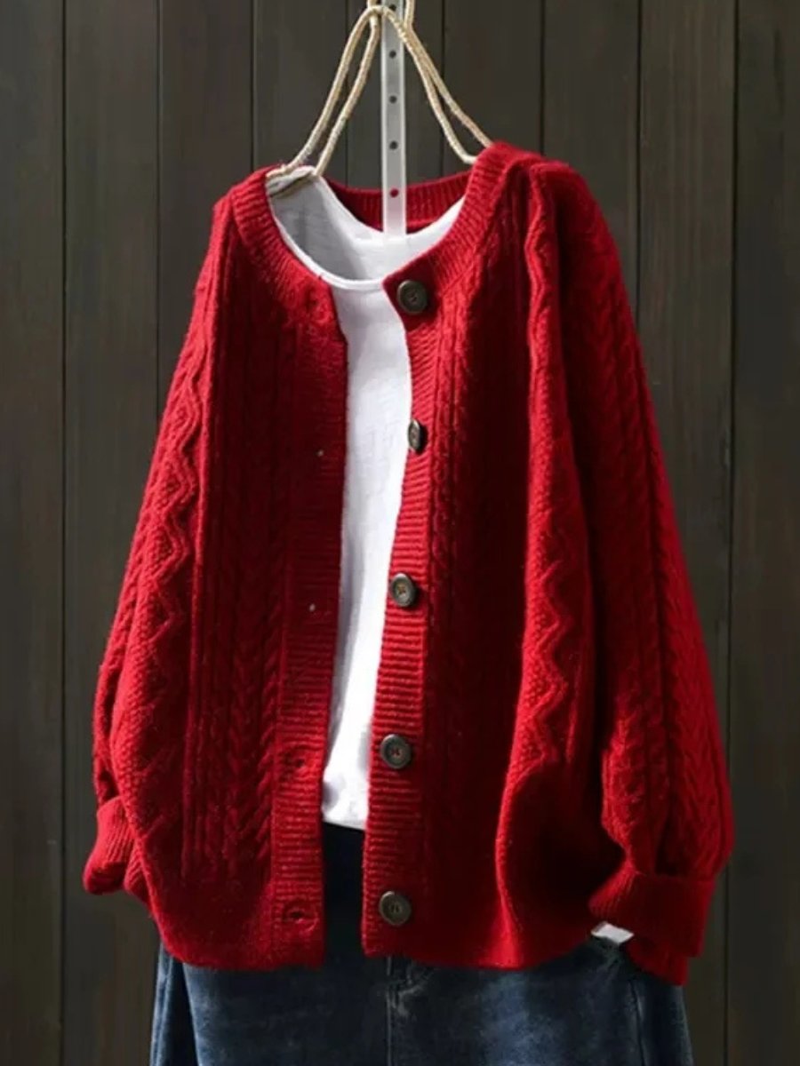 Women's Oversized Cable Button-Through Cardigan