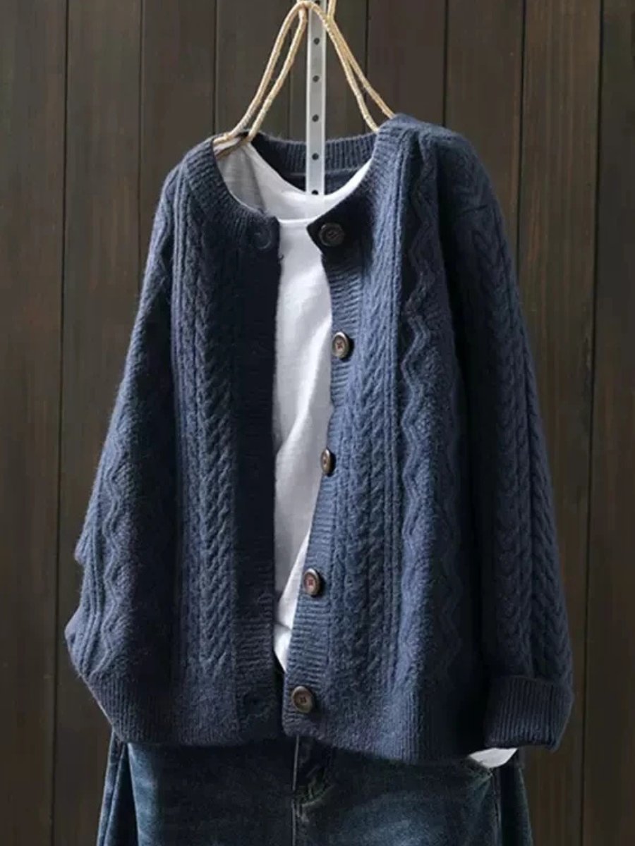 Women's Oversized Cable Button-Through Cardigan