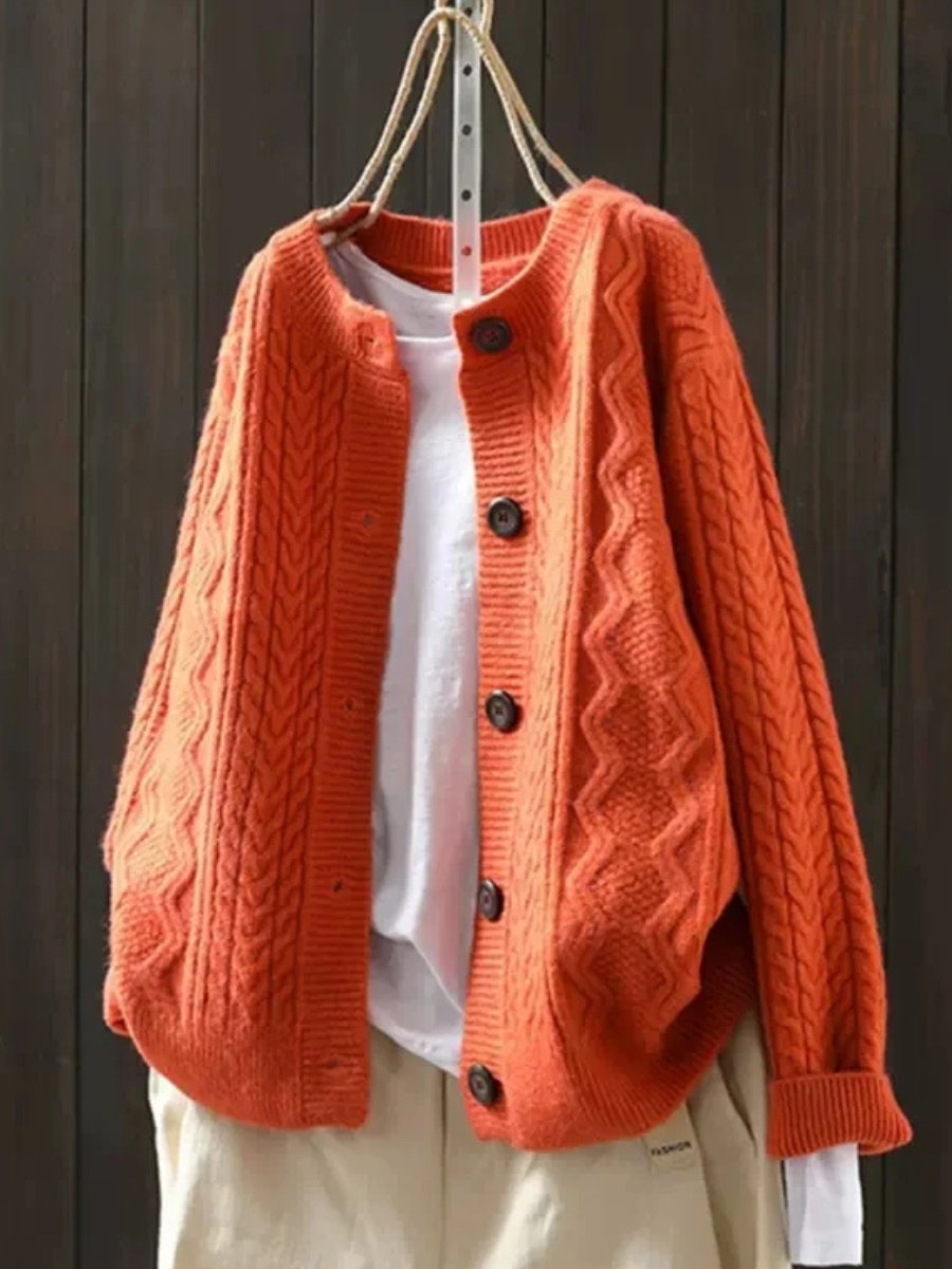 Women's Oversized Cable Button-Through Cardigan