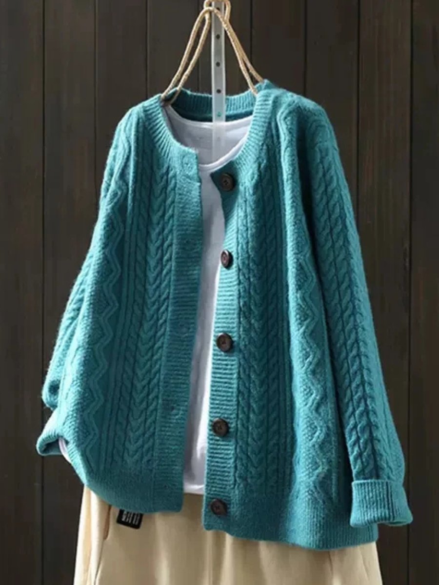 Women's Oversized Cable Button-Through Cardigan