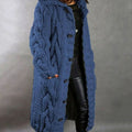 Women's Oversized Hooded Cable Knit Button-Through Cardigan
