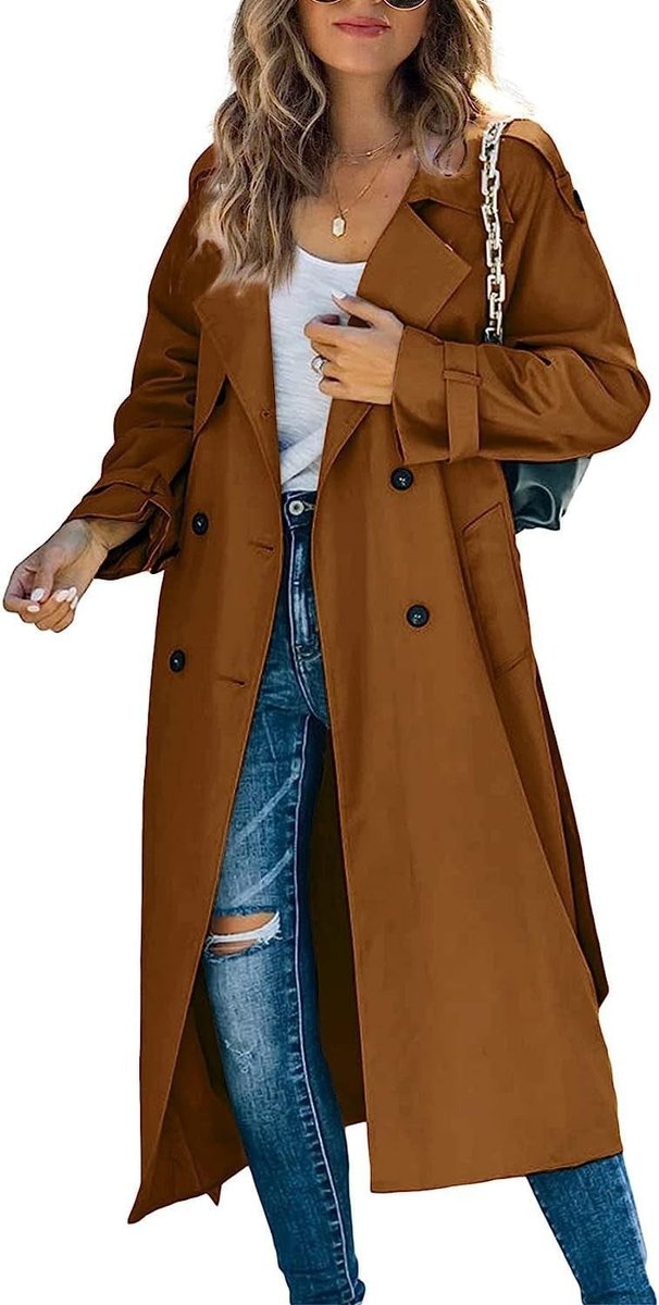 Women's Oversized Longline Belted Trench