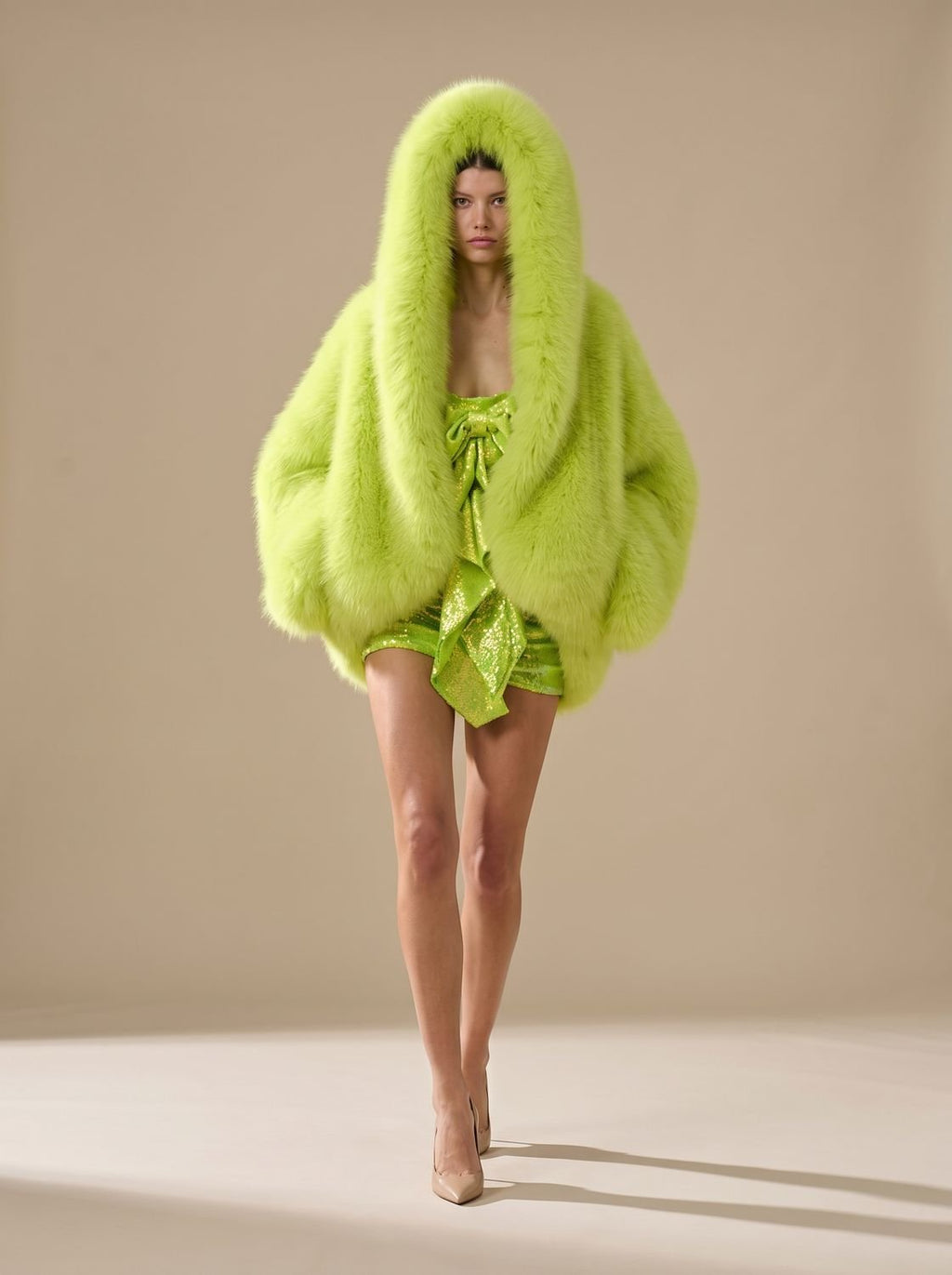 Women's Faux Fur Oversized Hooded Winter Topcoat