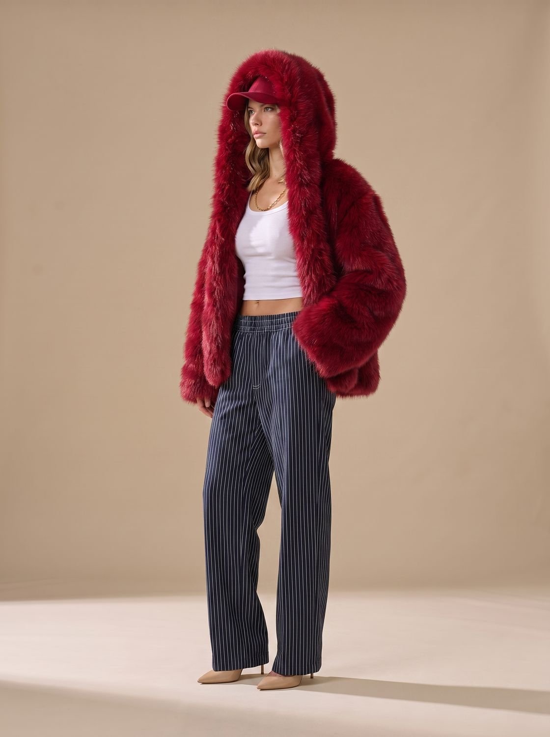 Women's Faux Fur Oversized Hooded Winter Topcoat