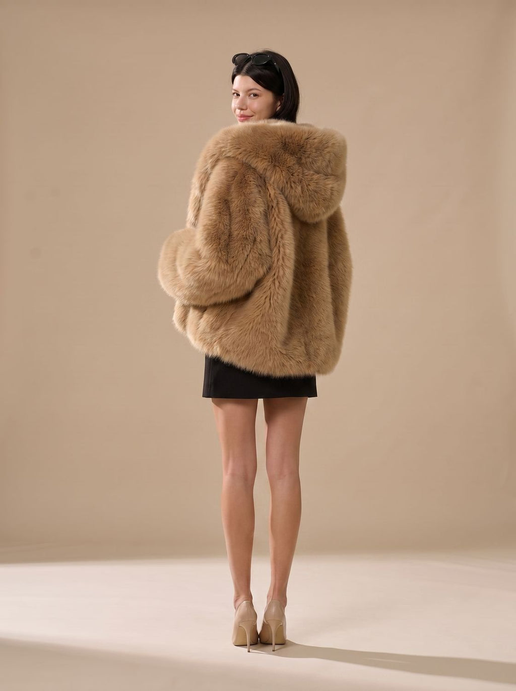 Women's Faux Fur Oversized Hooded Winter Topcoat
