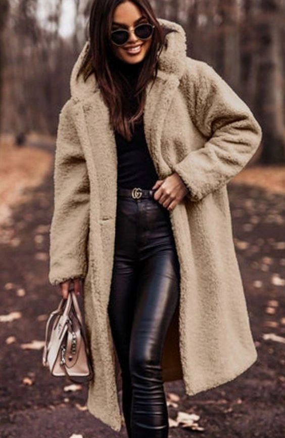 Women's Longline Hooded Faux Fur Winter Topcoat