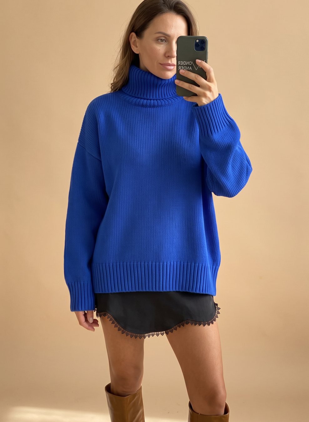 Women's Oversized Roll Neck Knit Jumper