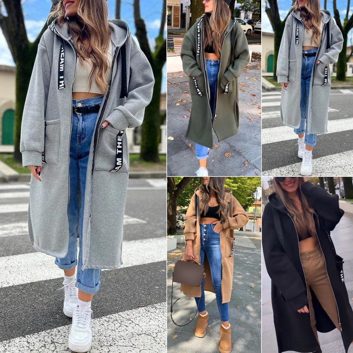 Women's Zip-Up Oversized Hooded Longline Coat
