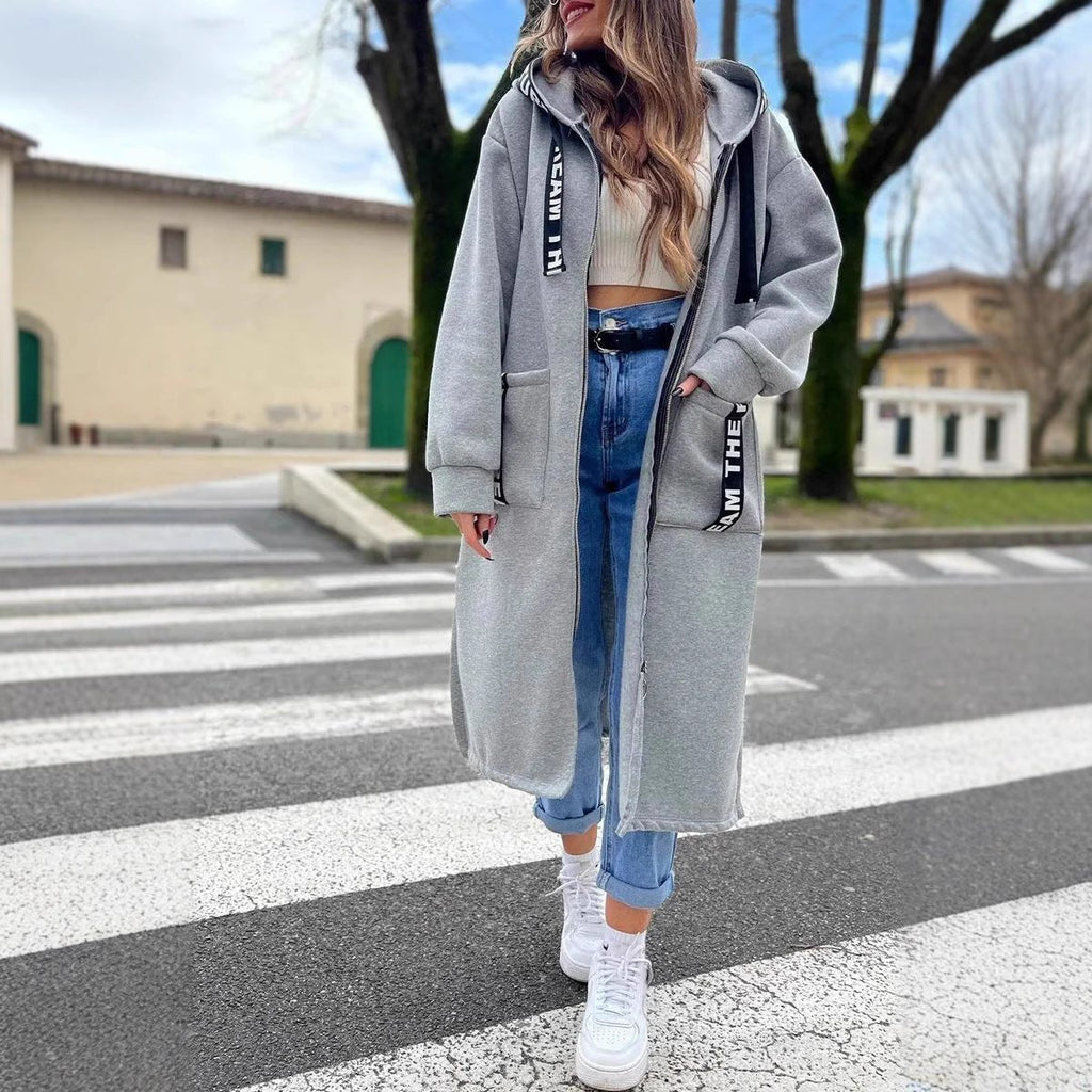 Women's Zip-Up Oversized Hooded Longline Coat