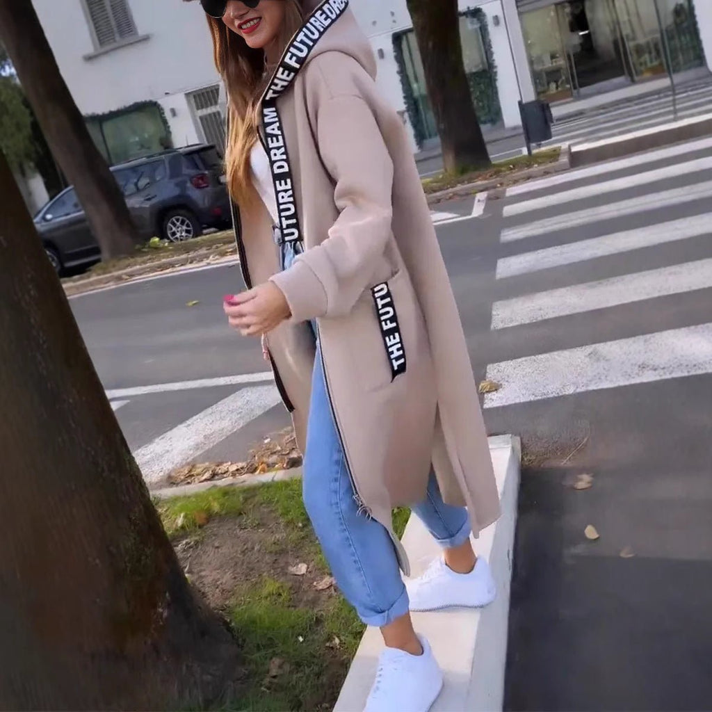 Women's Zip-Up Oversized Hooded Longline Coat