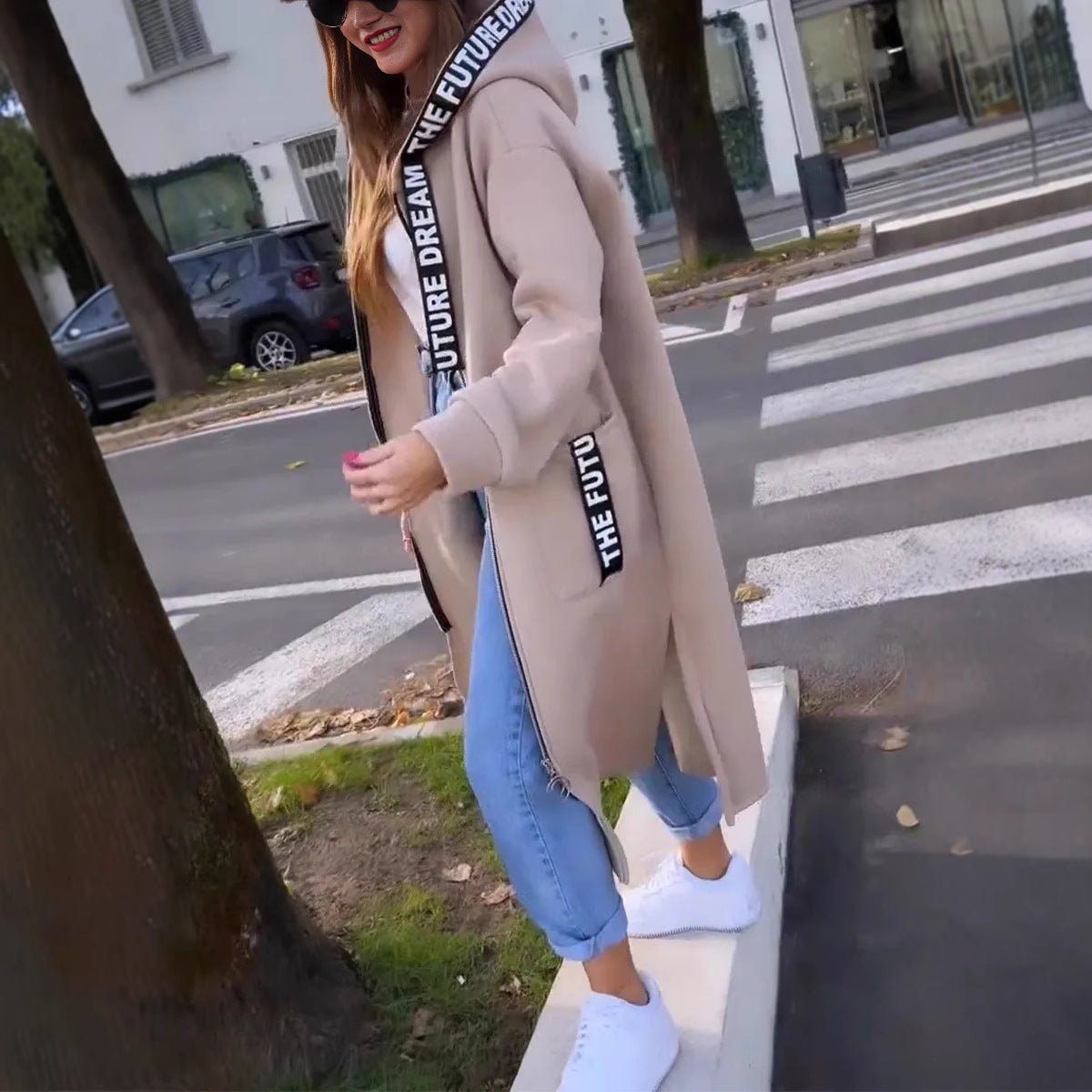 Women's Zip-Up Oversized Hooded Longline Coat